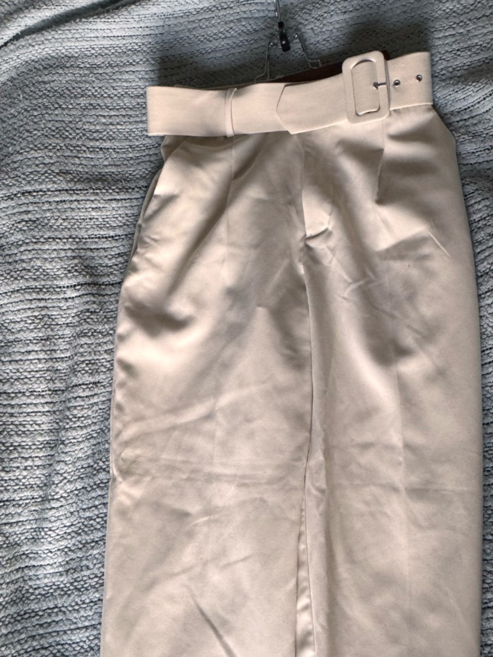 Cream High Waist Wide Leg Pants - Picture 2 of 7